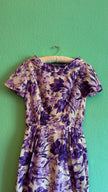 1950s Purple Floral Cocktail Dress