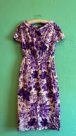 1950s Purple Floral Cocktail Dress