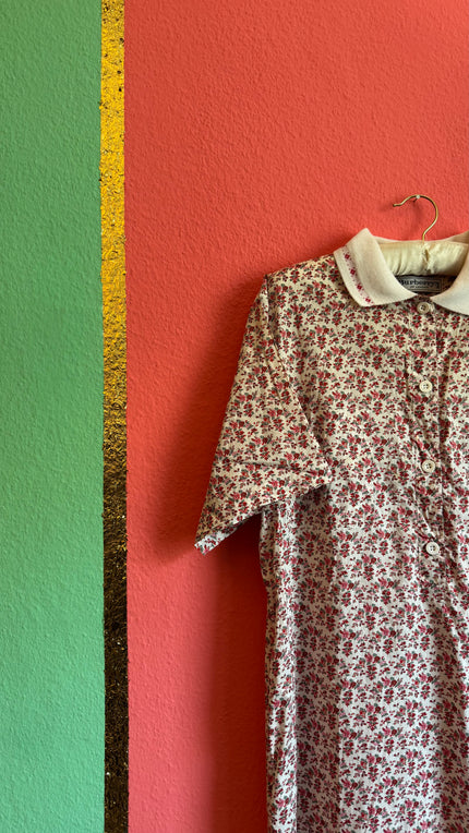 Vintage Burberrys Of London Floral Belted Shirt Dress