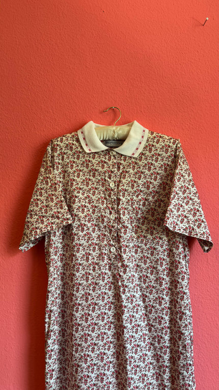 Vintage Burberrys Of London Floral Belted Shirt Dress