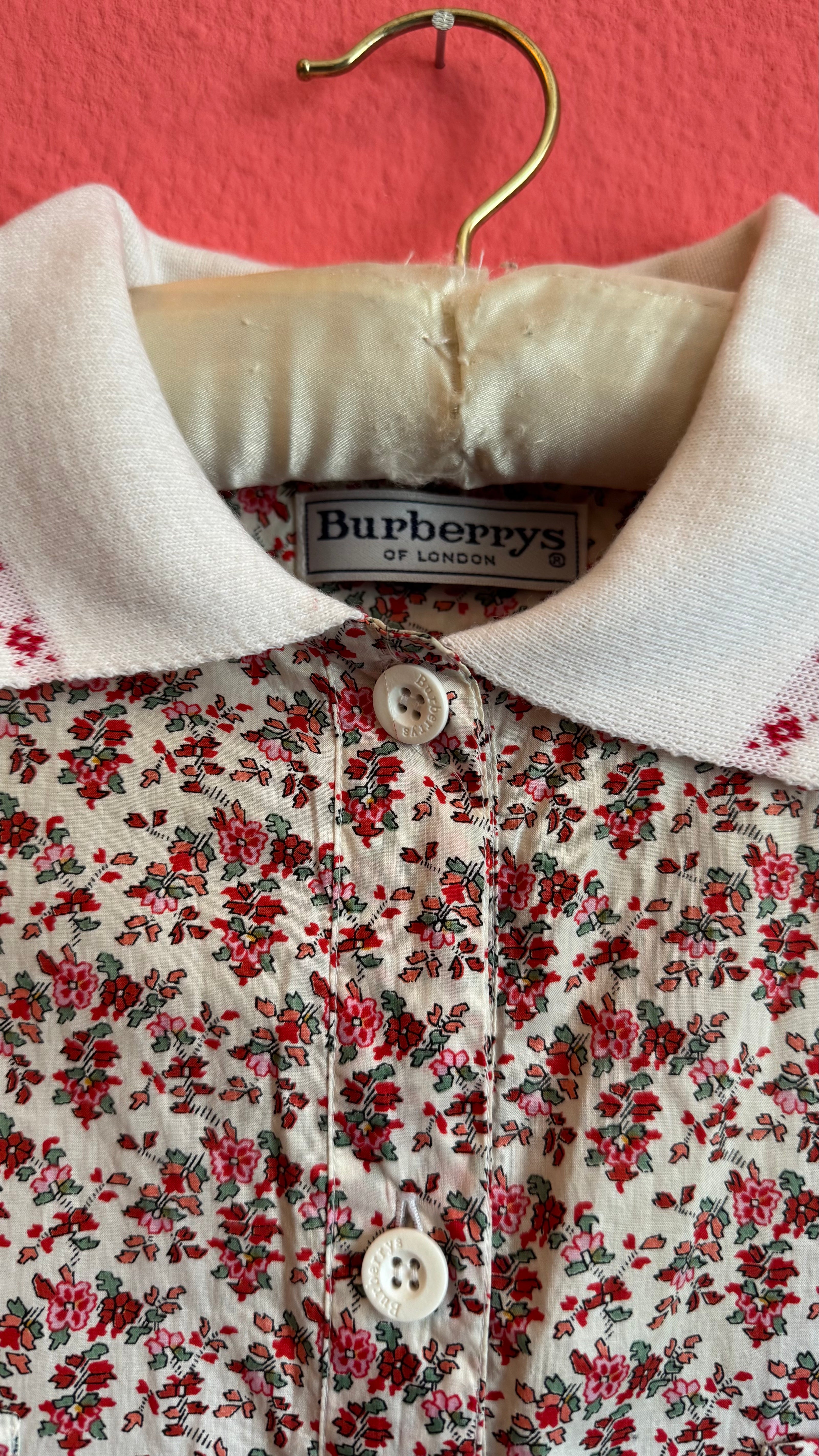 Vintage Burberrys Of London Floral Belted Shirt Dress
