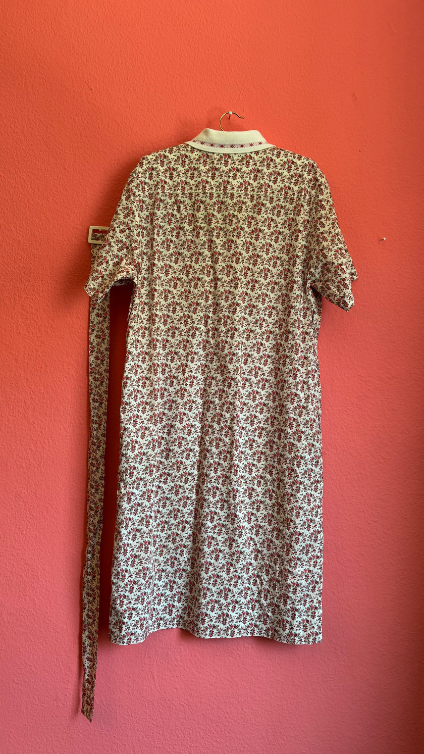 Vintage Burberrys Of London Floral Belted Shirt Dress