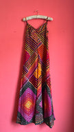 Women’s Geometric Maxi Dress With Gold Metallic Thread | 1970s