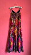 Women’s Geometric Maxi Dress With Gold Metallic Thread | 1970s
