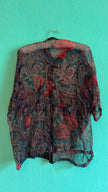 Paisley Floral Sheer Blouse and Pleated Skirt Set | 1980s