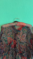 Paisley Floral Sheer Blouse and Pleated Skirt Set | 1980s