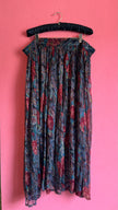 Paisley Floral Sheer Blouse and Pleated Skirt Set | 1980s