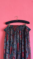 Paisley Floral Sheer Blouse and Pleated Skirt Set | 1980s