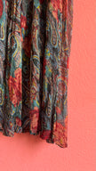 Paisley Floral Sheer Blouse and Pleated Skirt Set | 1980s