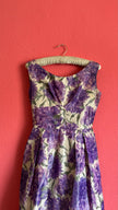 1960s Purple Floral Fit And Flare Dress
