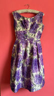 1960s Purple Floral Fit And Flare Dress