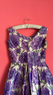 1960s Purple Floral Fit And Flare Dress