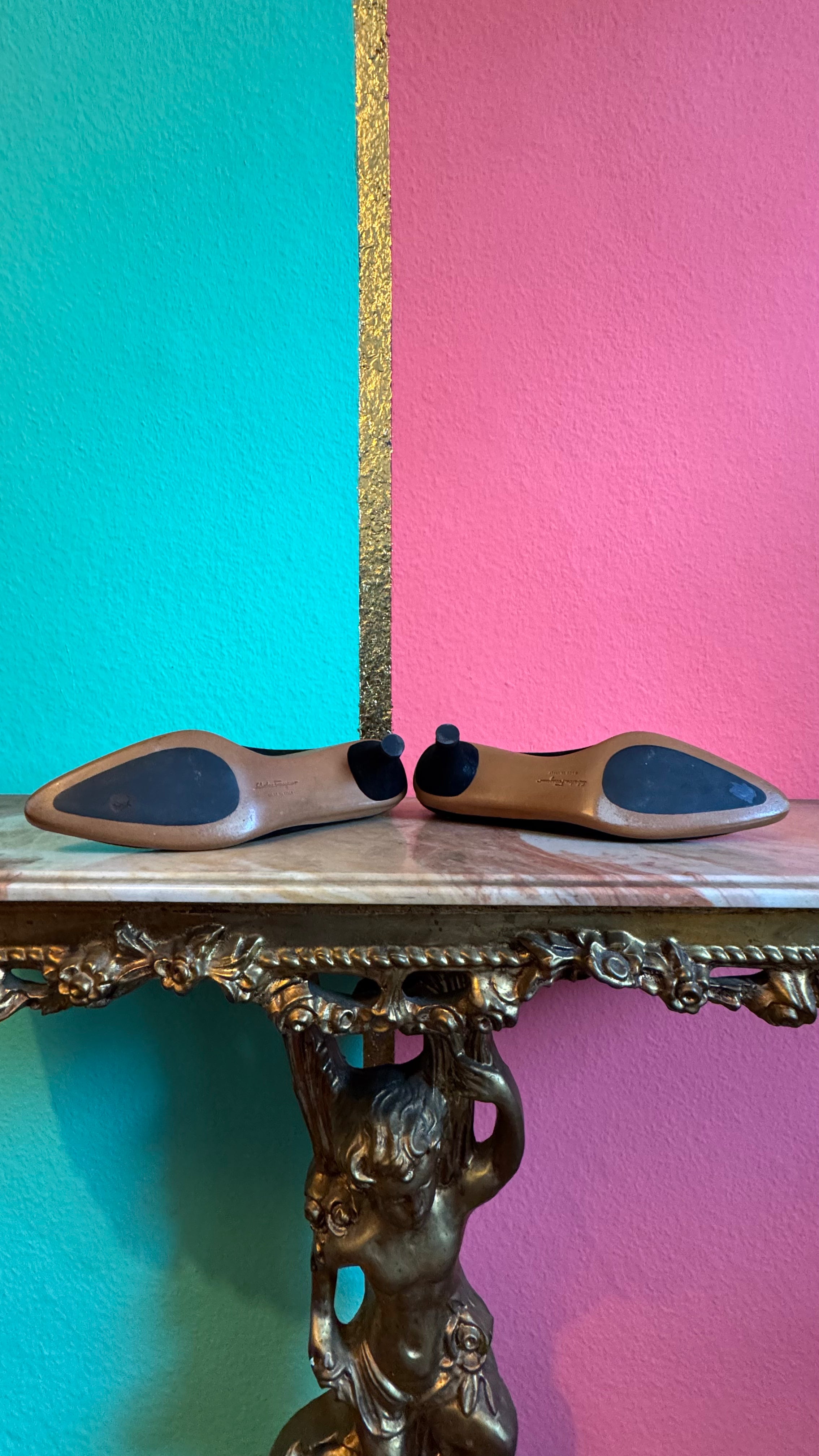 1980s Black Suede T-Strap Heels By Salvatore Ferragamo
