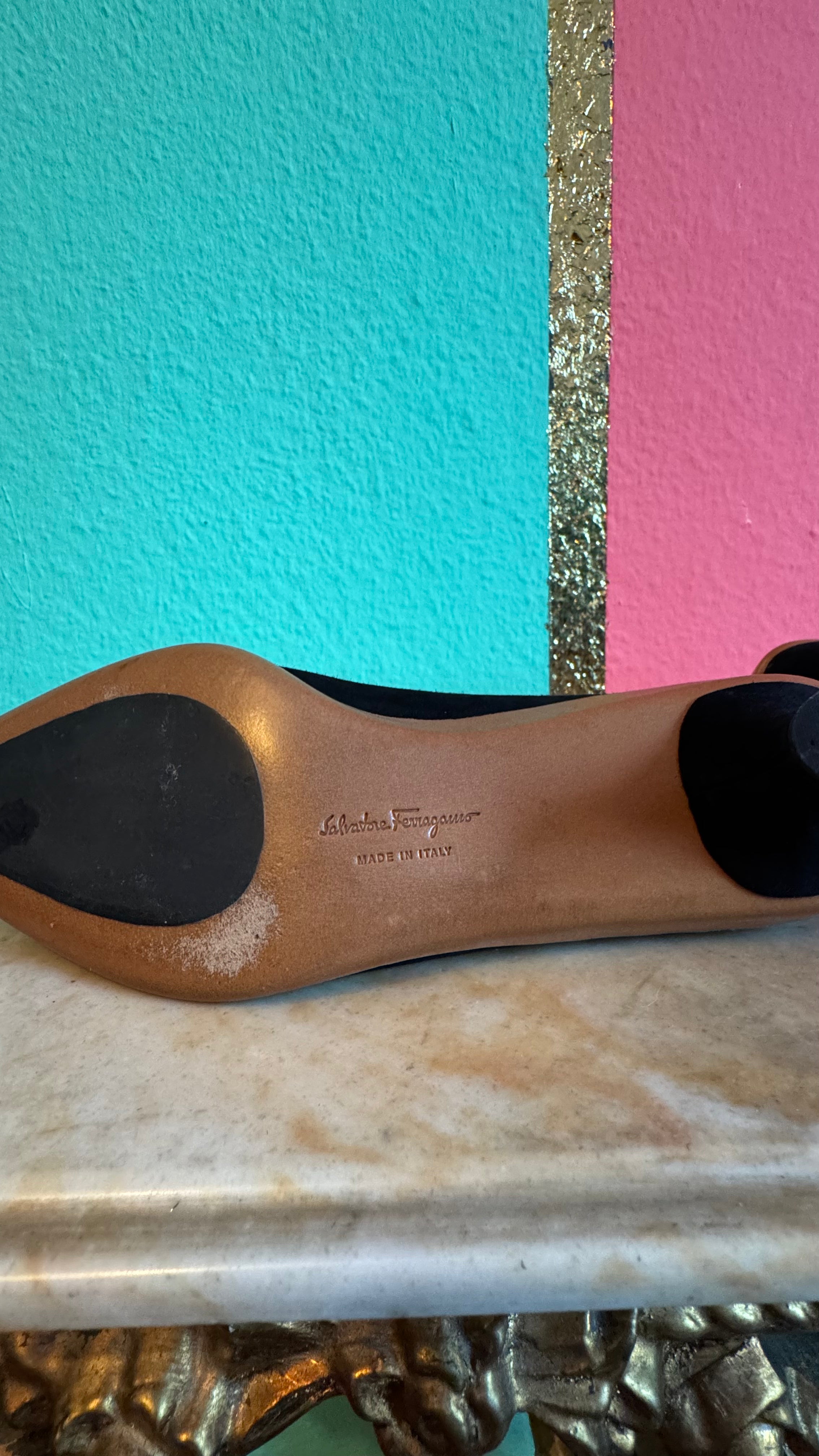 1980s Black Suede T-Strap Heels By Salvatore Ferragamo