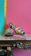 Vintage 1960s Gold Metallic Peep-Toe Heels By Salvatore Ferragamo
