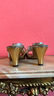 Vintage 1960s Gold Metallic Peep-Toe Heels By Salvatore Ferragamo