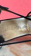 1980s Black Strappy Suede Sandal Heels By Ferragamo’s Créations