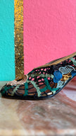 1930s Salvatore Ferragamo's Creations Floral Lace Evening Pumps For Lord & Taylor