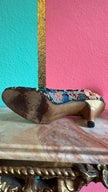 1930s Salvatore Ferragamo's Creations Floral Lace Evening Pumps For Lord & Taylor