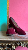 1960s | Model Oggi | Burgundy Suede Pumps By Salvatore Ferragamo