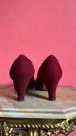 1960s | Model Oggi | Burgundy Suede Pumps By Salvatore Ferragamo