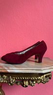 1960s | Model Oggi | Burgundy Suede Pumps By Salvatore Ferragamo