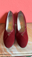 1960s | Model Oggi | Burgundy Suede Pumps By Salvatore Ferragamo