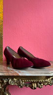 1960s | Model Oggi | Burgundy Suede Pumps By Salvatore Ferragamo