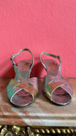 1960s Silver Metallic Slingback Sandal Heels By Salvatore Ferragamo