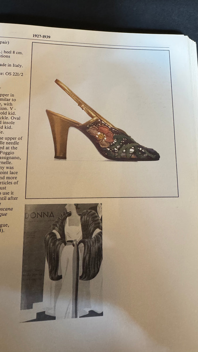 1930s Salvatore Ferragamo's Creations Floral Lace Evening Pumps For Lord & Taylor