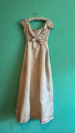 1950s Champagne Beaded Evening Dress With Bow Detail