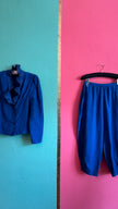 1980s Cobalt Blue Blouse And Trouser Set