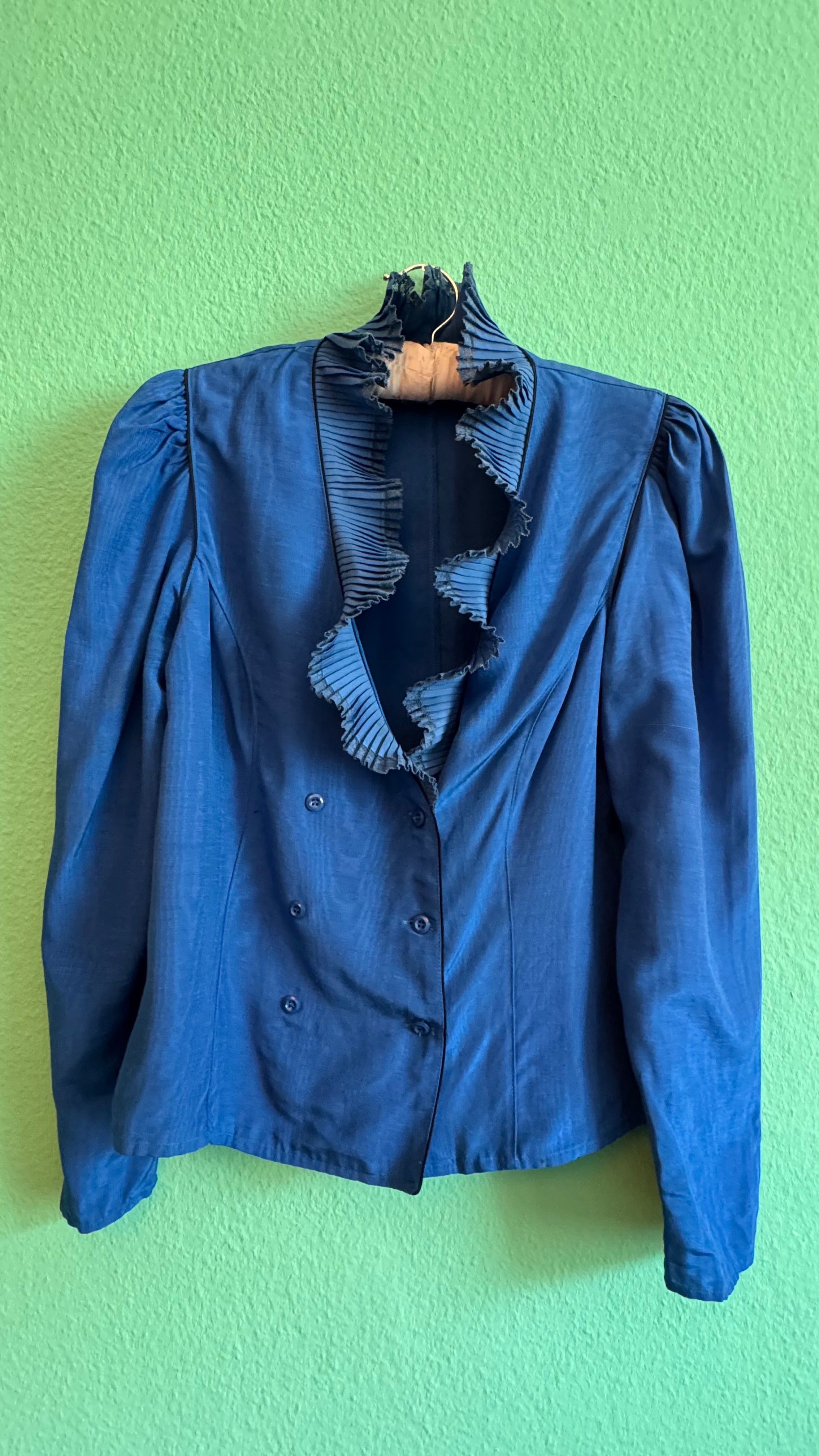 1980s Cobalt Blue Blouse And Trouser Set