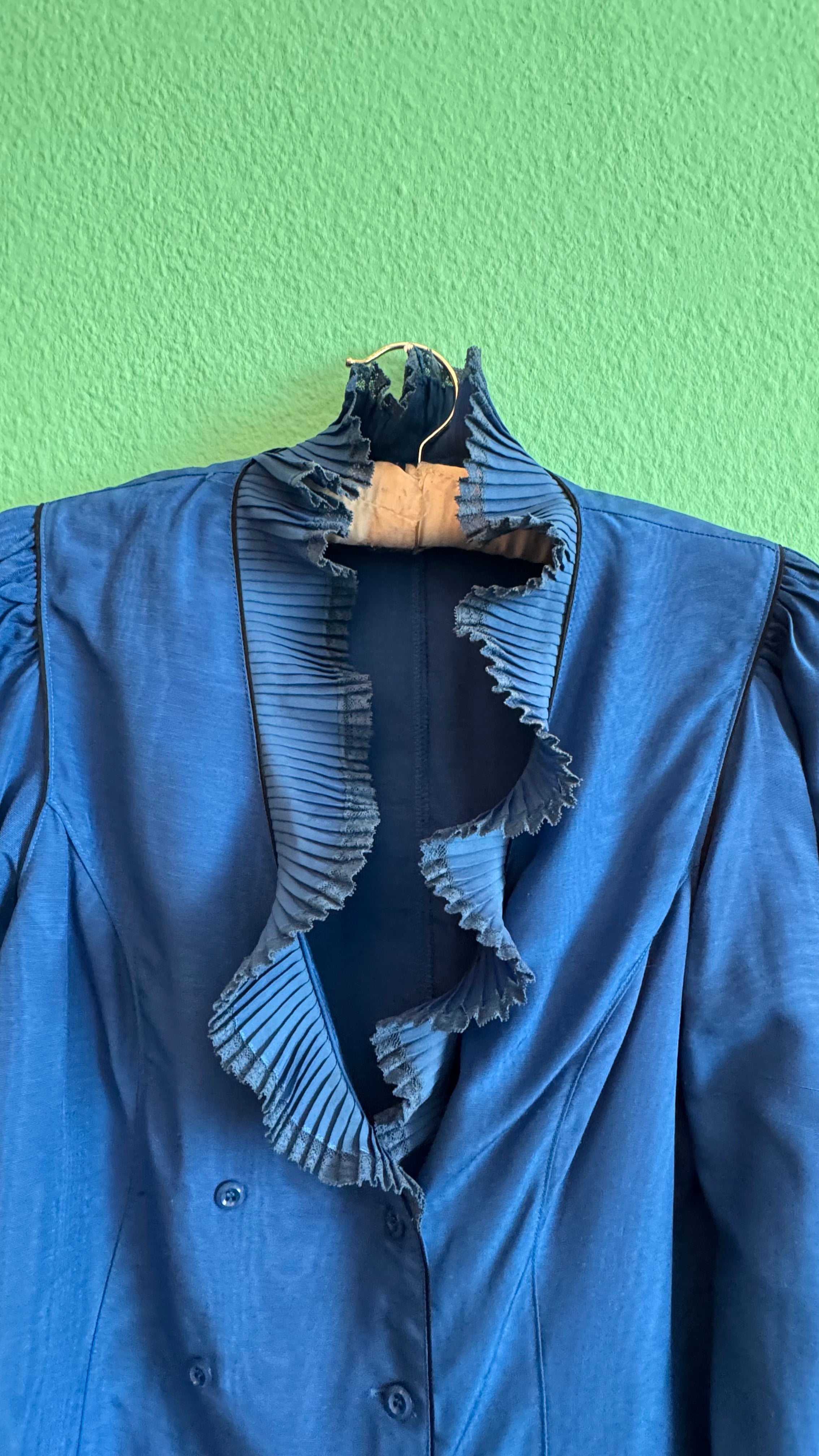 1980s Cobalt Blue Blouse And Trouser Set