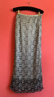 Vintage 1990s Silver Floral Lace Beaded Midi Skirt