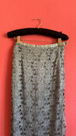Vintage 1990s Silver Floral Lace Beaded Midi Skirt