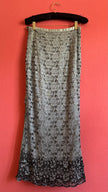 Vintage 1990s Silver Floral Lace Beaded Midi Skirt