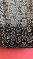 Vintage 1990s Silver Floral Lace Beaded Midi Skirt