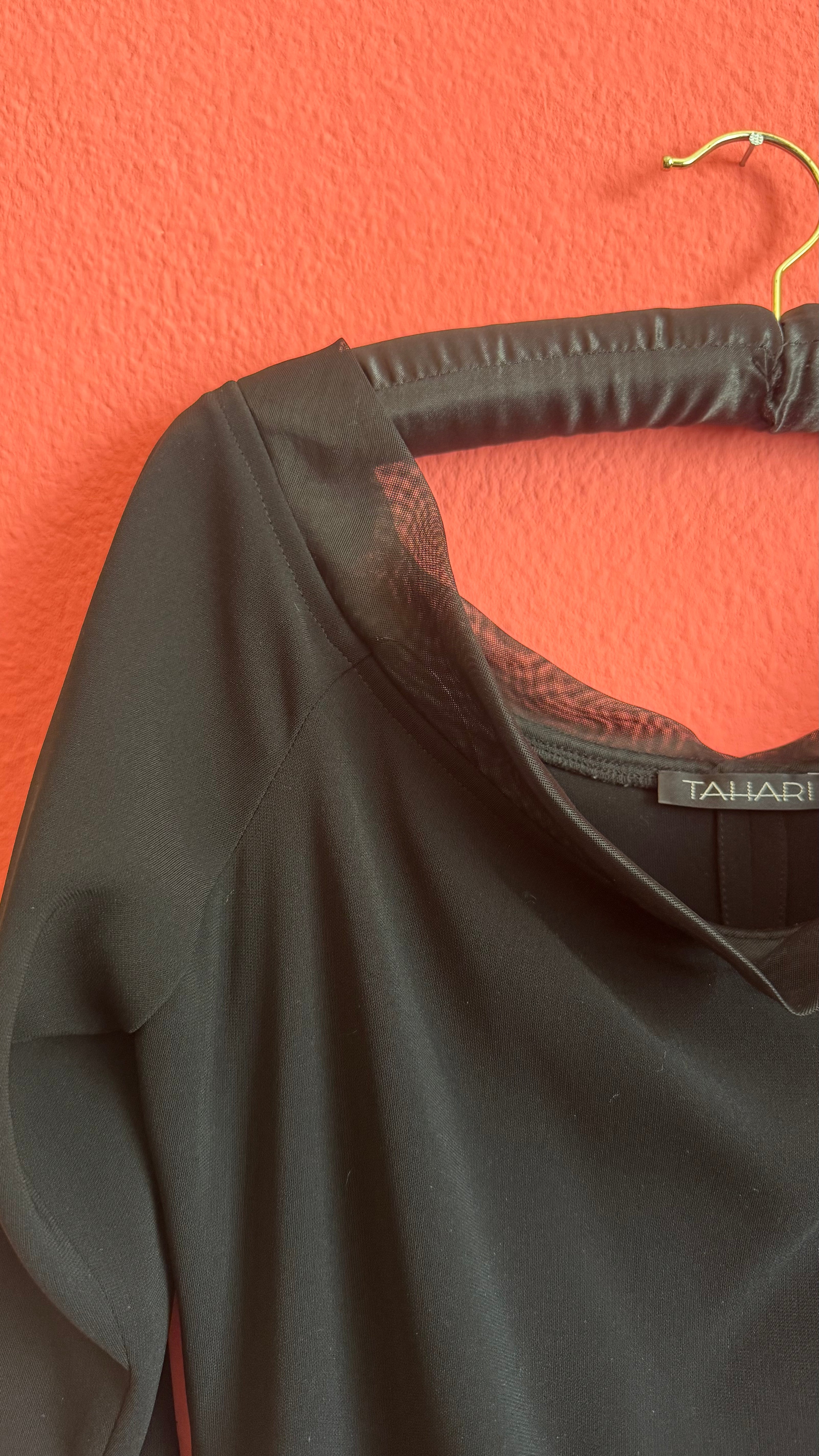 1990s Black Tahari Minimalist Maxi Dress