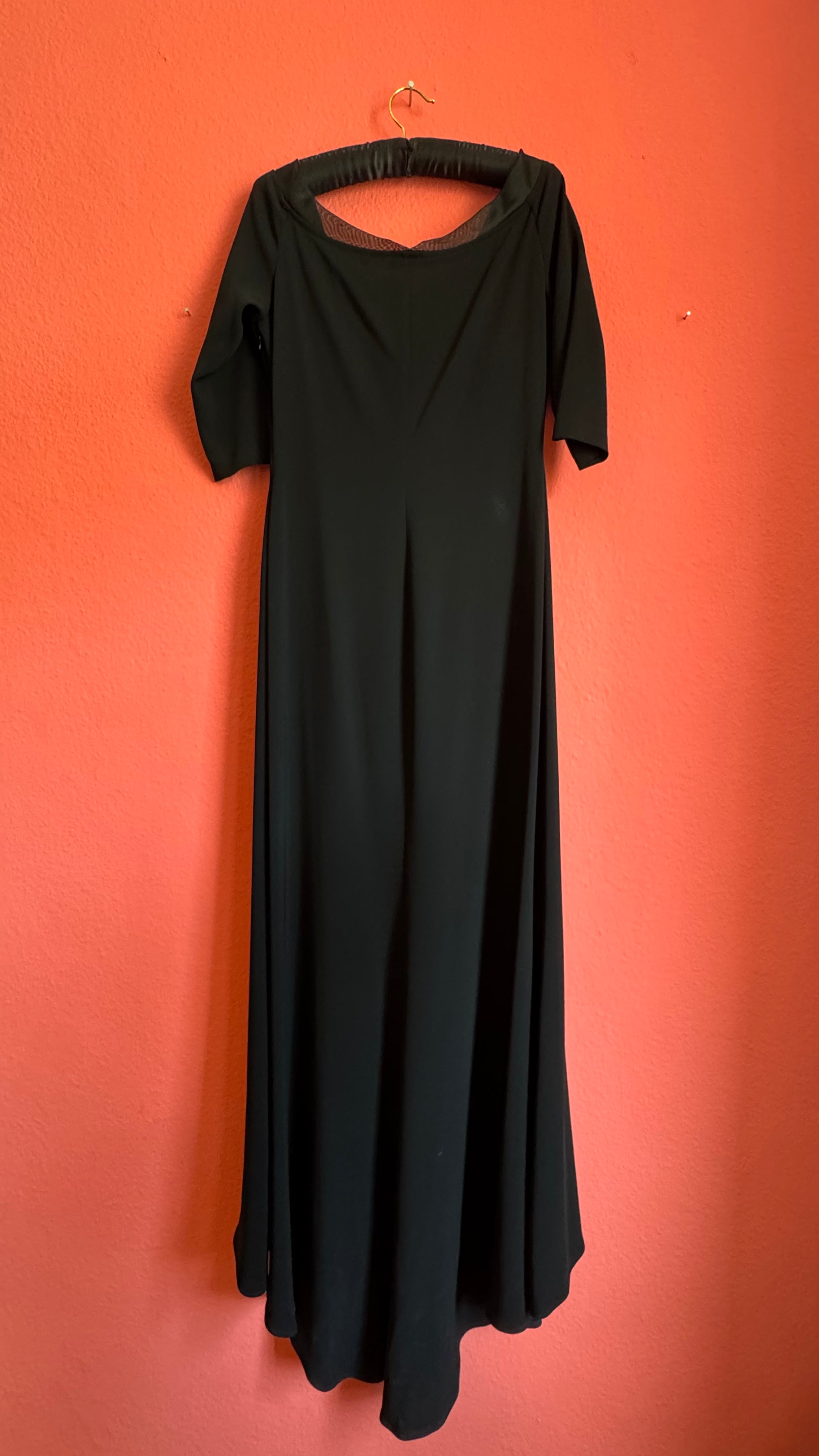 1990s Black Tahari Minimalist Maxi Dress