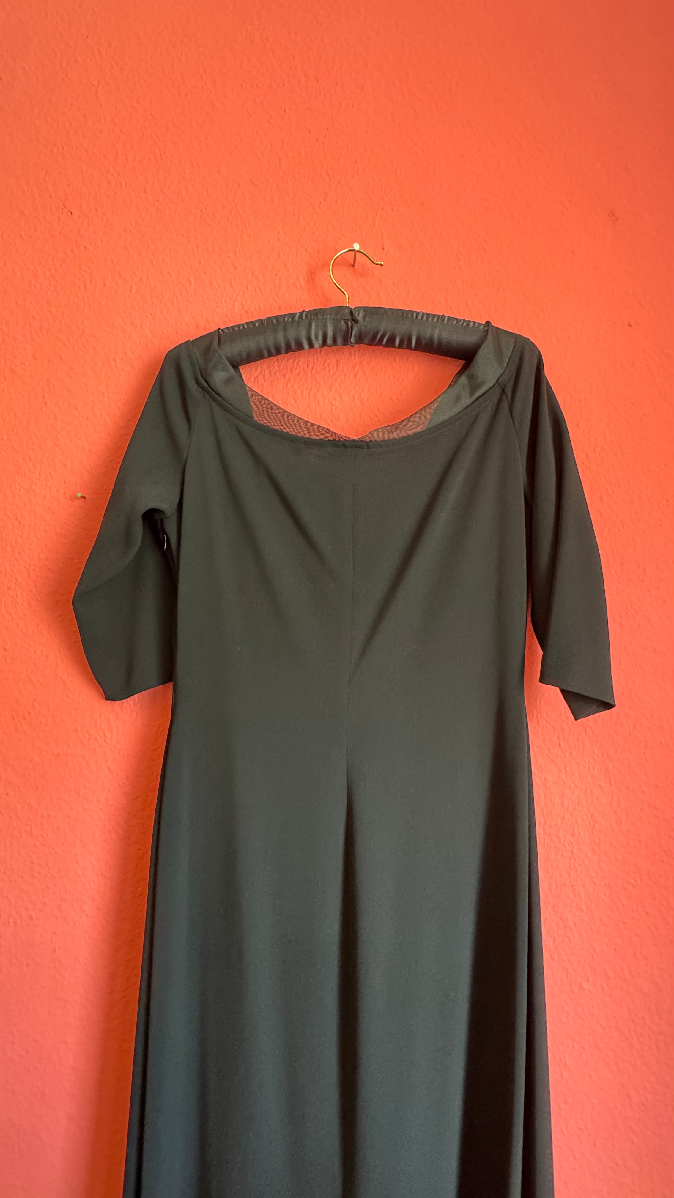 1990s Black Tahari Minimalist Maxi Dress