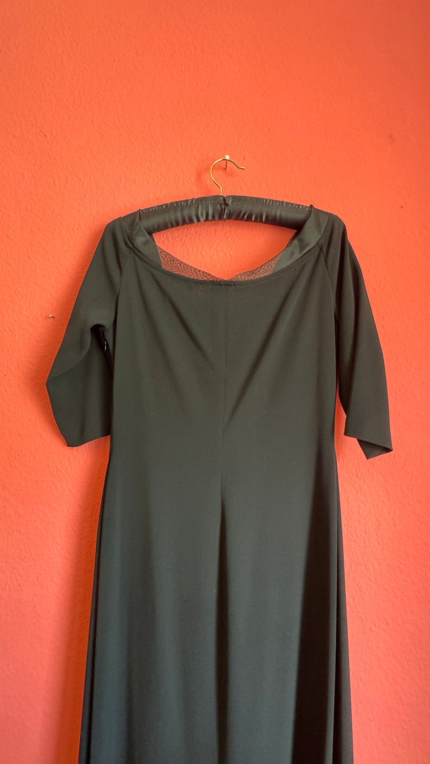 1990s Black Tahari Minimalist Maxi Dress