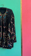 1980s Black Beaded Sequin Evening Jacket