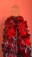 1980s Red Feather Boa With Silver Tinsel Detail
