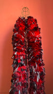 1980s Red Feather Boa With Silver Tinsel Detail