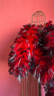1980s Red Feather Boa With Silver Tinsel Detail