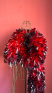 1980s Red Feather Boa With Silver Tinsel Detail