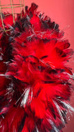 1980s Red Feather Boa With Silver Tinsel Detail