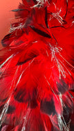 1980s Red Feather Boa With Silver Tinsel Detail