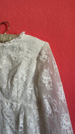 1970s Ivory Lace Bridal Dress With Sheer Sleeves